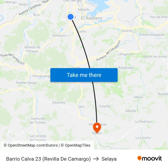 Barrio Calva 23 (Revilla De Camargo) to Selaya map