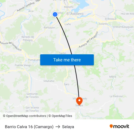 Barrio Calva 16 (Camargo) to Selaya map