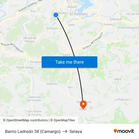 Barrio Ladredo 38 (Camargo) to Selaya map