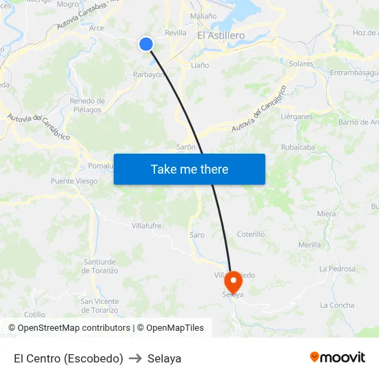 El Centro (Escobedo) to Selaya map