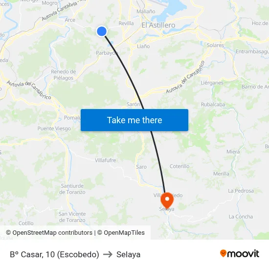 Bº Casar, 10 (Escobedo) to Selaya map
