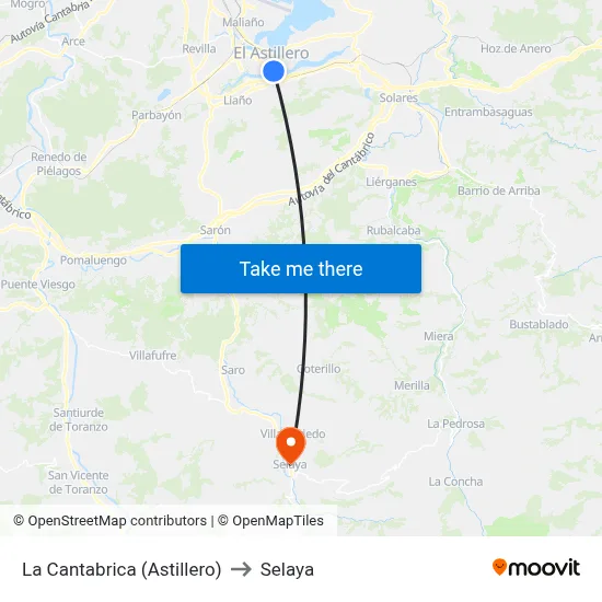 La Cantabrica (Astillero) to Selaya map