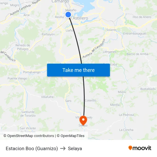 Estacion Boo (Guarnizo) to Selaya map