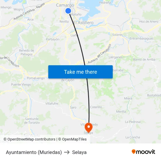 Ayuntamiento (Muriedas) to Selaya map