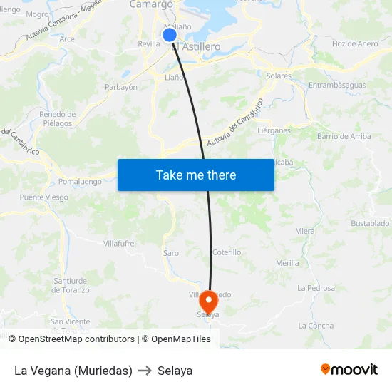 La Vegana (Muriedas) to Selaya map