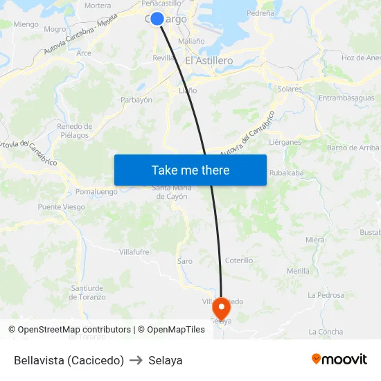 Bellavista (Cacicedo) to Selaya map
