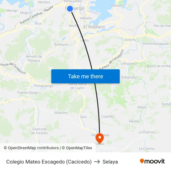 Colegio Mateo Escagedo (Cacicedo) to Selaya map