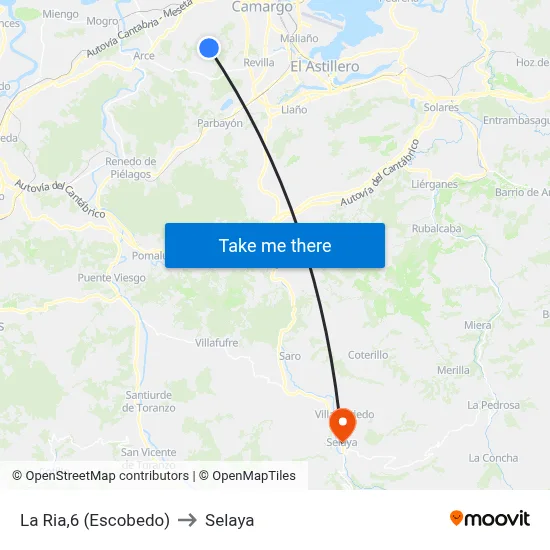 La Ria,6 (Escobedo) to Selaya map