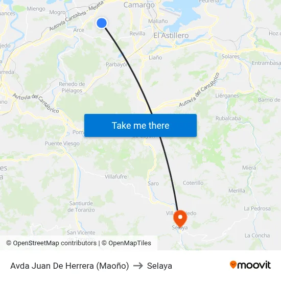 Avda Juan De Herrera (Maoño) to Selaya map
