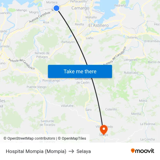 Hospital Mompia (Mompia) to Selaya map