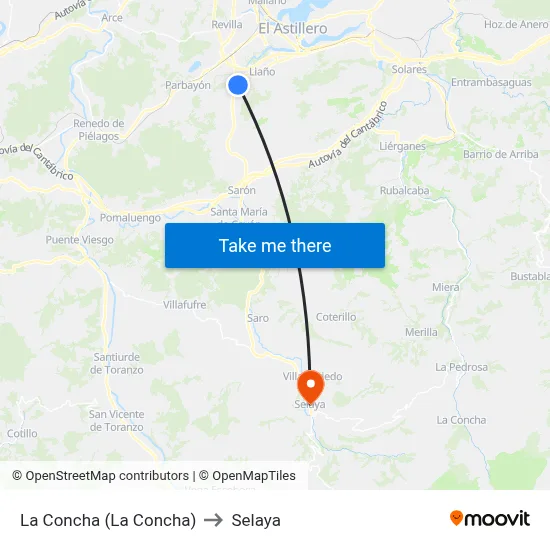 La Concha (La Concha) to Selaya map