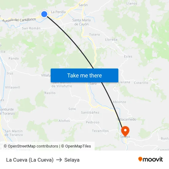 La Cueva (La Cueva) to Selaya map