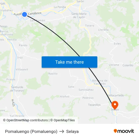 Pomaluengo (Pomaluengo) to Selaya map