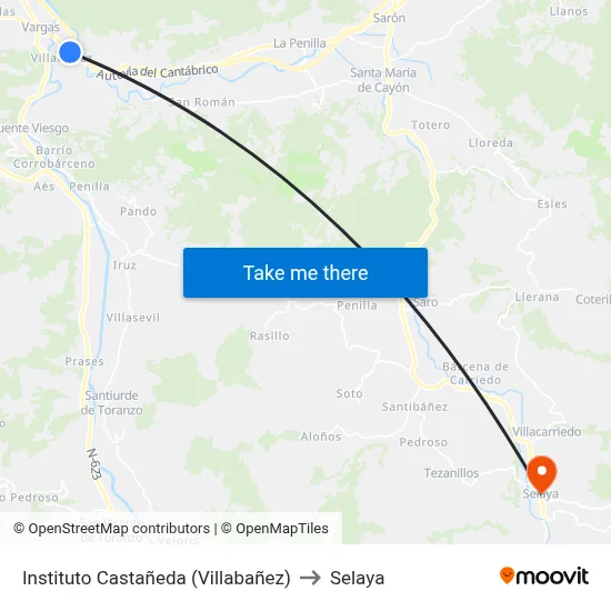 Instituto Castañeda (Villabañez) to Selaya map