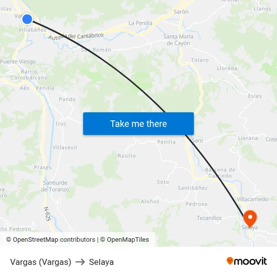 Vargas (Vargas) to Selaya map