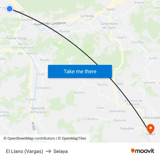 El Llano (Vargas) to Selaya map