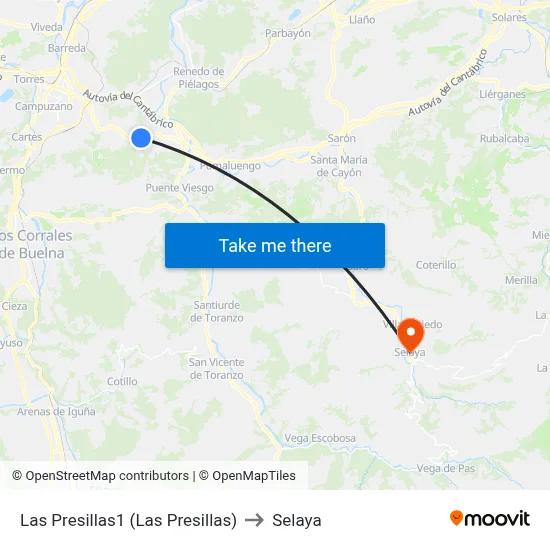 Las Presillas1 (Las Presillas) to Selaya map