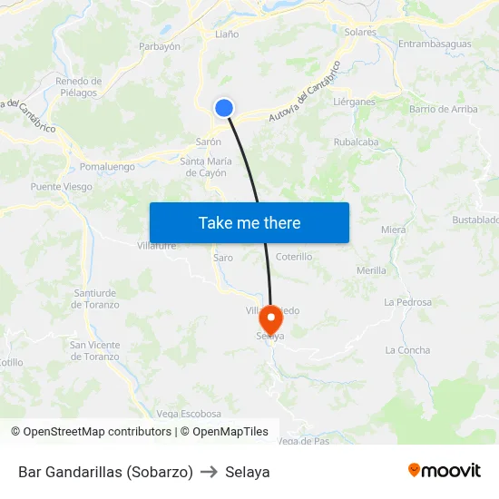 Bar Gandarillas (Sobarzo) to Selaya map