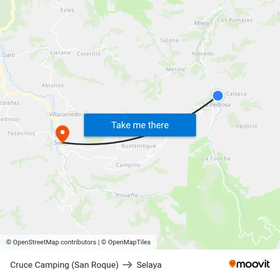 Cruce Camping (San Roque) to Selaya map