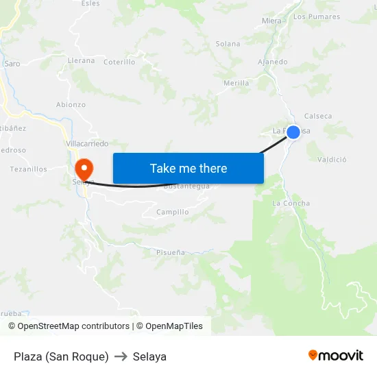 Plaza (San Roque) to Selaya map