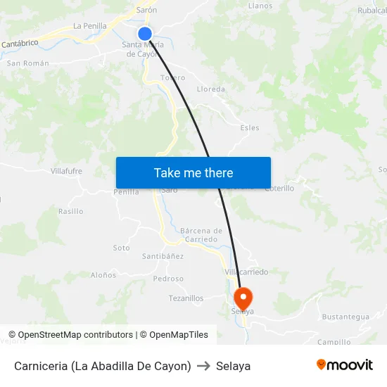 Carniceria (La Abadilla De Cayon) to Selaya map
