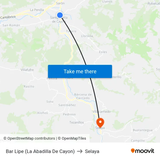 Bar Lipe (La Abadilla De Cayon) to Selaya map