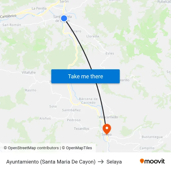Ayuntamiento (Santa Maria De Cayon) to Selaya map