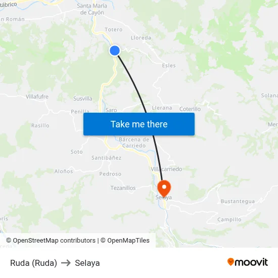 Ruda (Ruda) to Selaya map