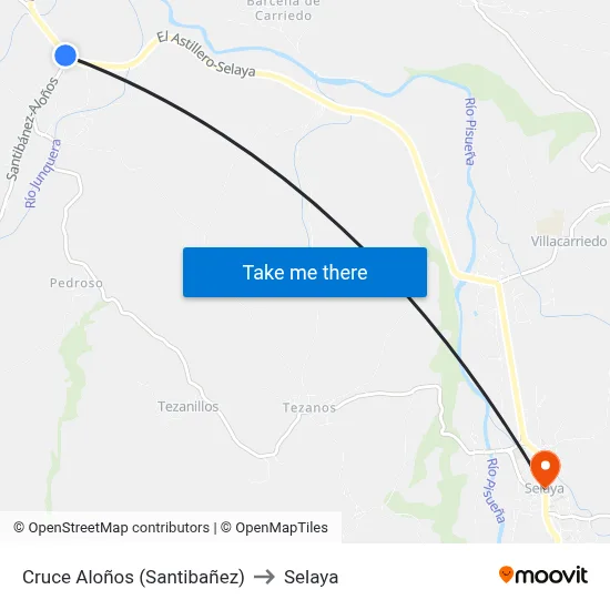 Cruce Aloños (Santibañez) to Selaya map