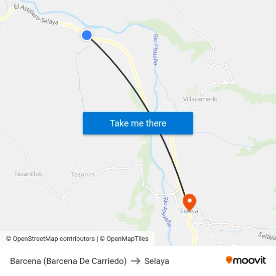 Barcena (Barcena De Carriedo) to Selaya map