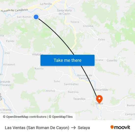 Las Ventas (San Roman De Cayon) to Selaya map
