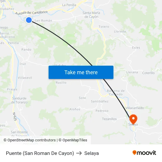Puente (San Roman De Cayon) to Selaya map