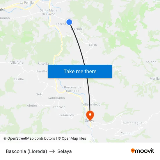 Basconia (Lloreda) to Selaya map