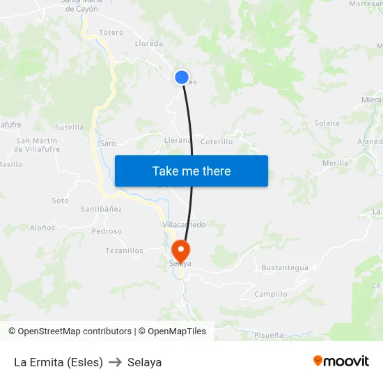 La Ermita (Esles) to Selaya map