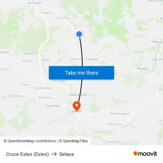 Cruce Esles (Esles) to Selaya map