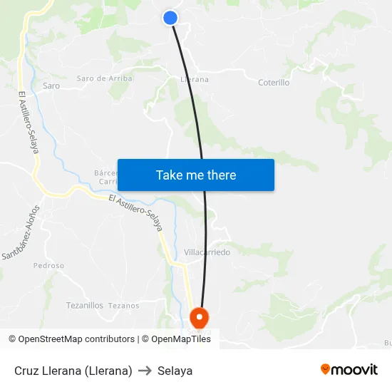 Cruz Llerana (Llerana) to Selaya map
