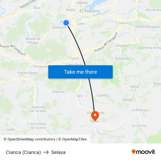 Cianca (Cianca) to Selaya map