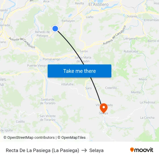 Recta De La Pasiega (La Pasiega) to Selaya map