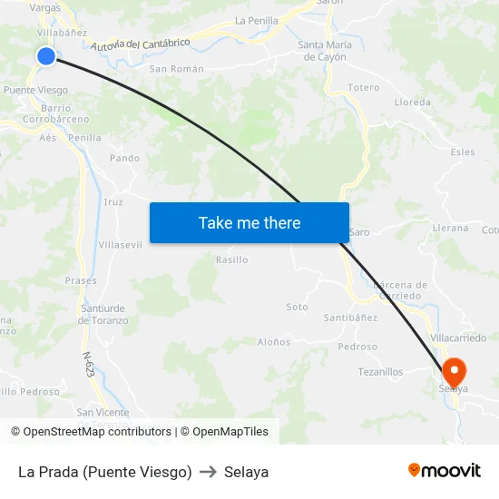 La Prada (Puente Viesgo) to Selaya map