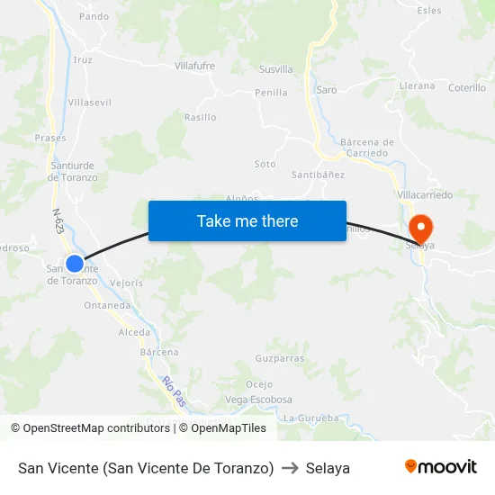 San Vicente (San Vicente De Toranzo) to Selaya map
