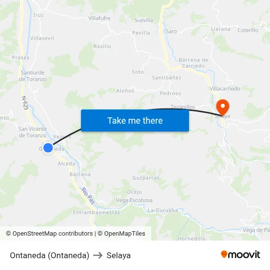 Ontaneda (Ontaneda) to Selaya map