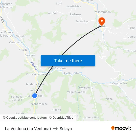 La Ventona (La Ventona) to Selaya map