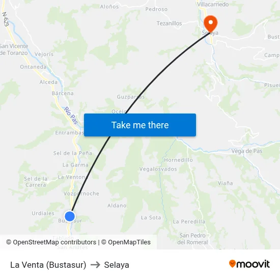 La Venta (Bustasur) to Selaya map