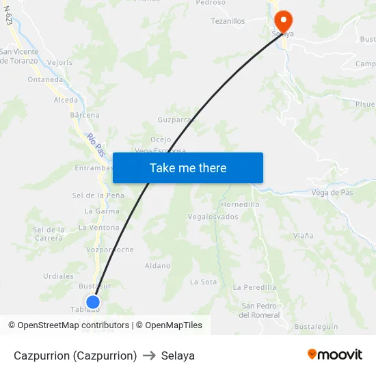 Cazpurrion (Cazpurrion) to Selaya map