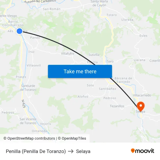 Penilla (Penilla De Toranzo) to Selaya map