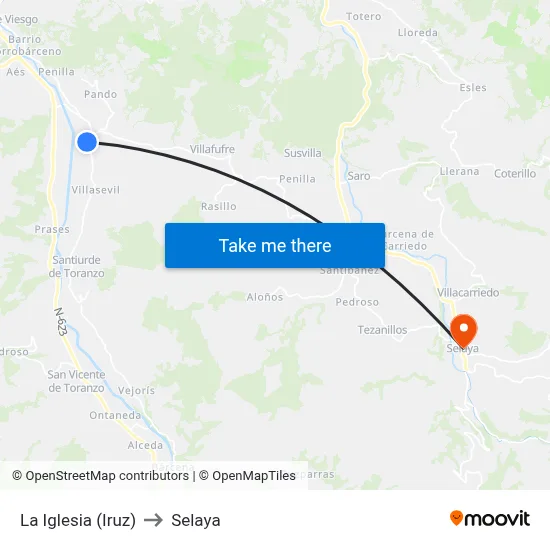 La Iglesia (Iruz) to Selaya map