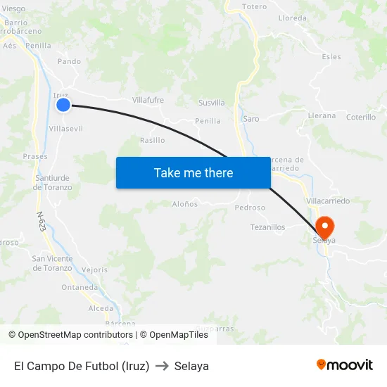 El Campo De Futbol (Iruz) to Selaya map