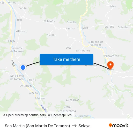 San Martin (San Martin De Toranzo) to Selaya map