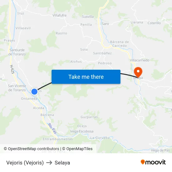 Vejoris (Vejoris) to Selaya map