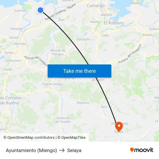 Ayuntamiento (Miengo) to Selaya map